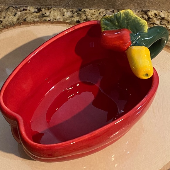 Red Chili Peppers Jalapeños Hot Salsa Chip Dip Serving 2 Bowl Dish Set Ceramic - Picture 9 of 16